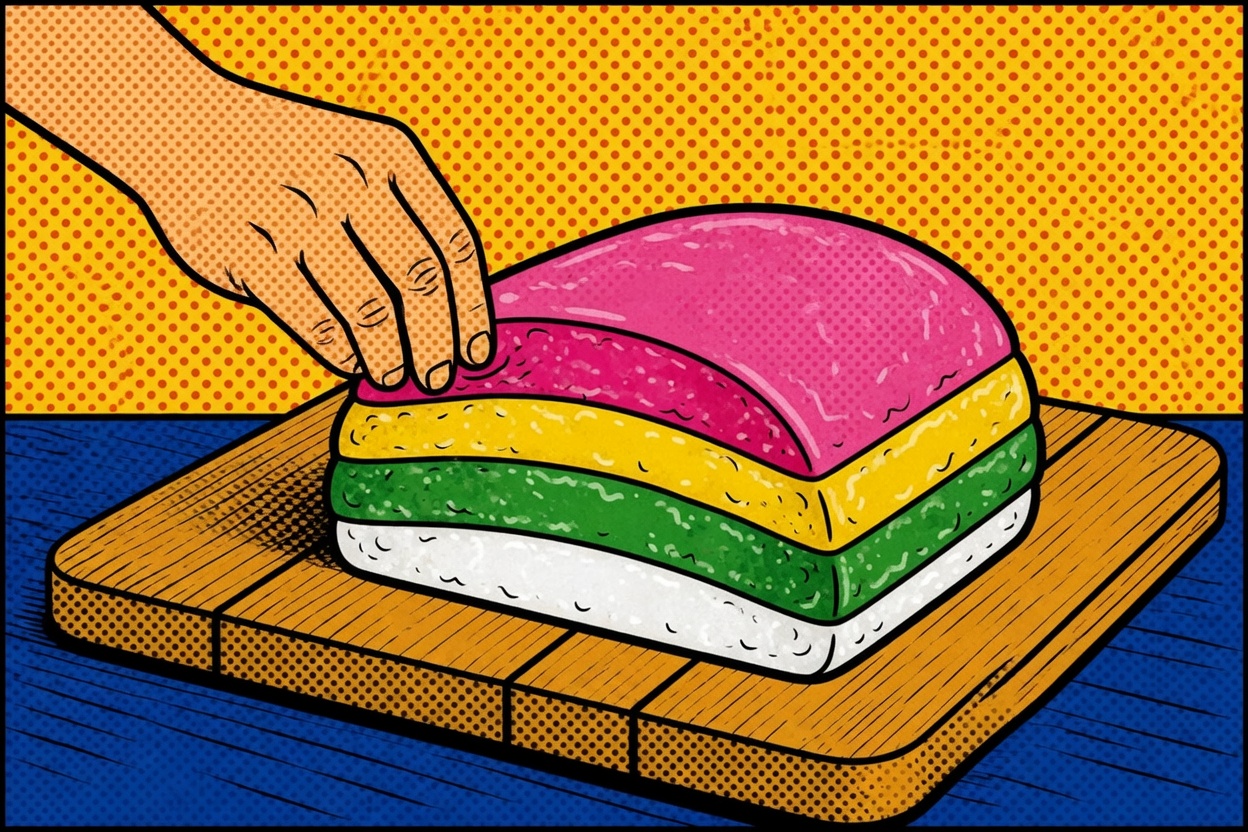 Mujigae Tteok — Rainbow Layered Siru